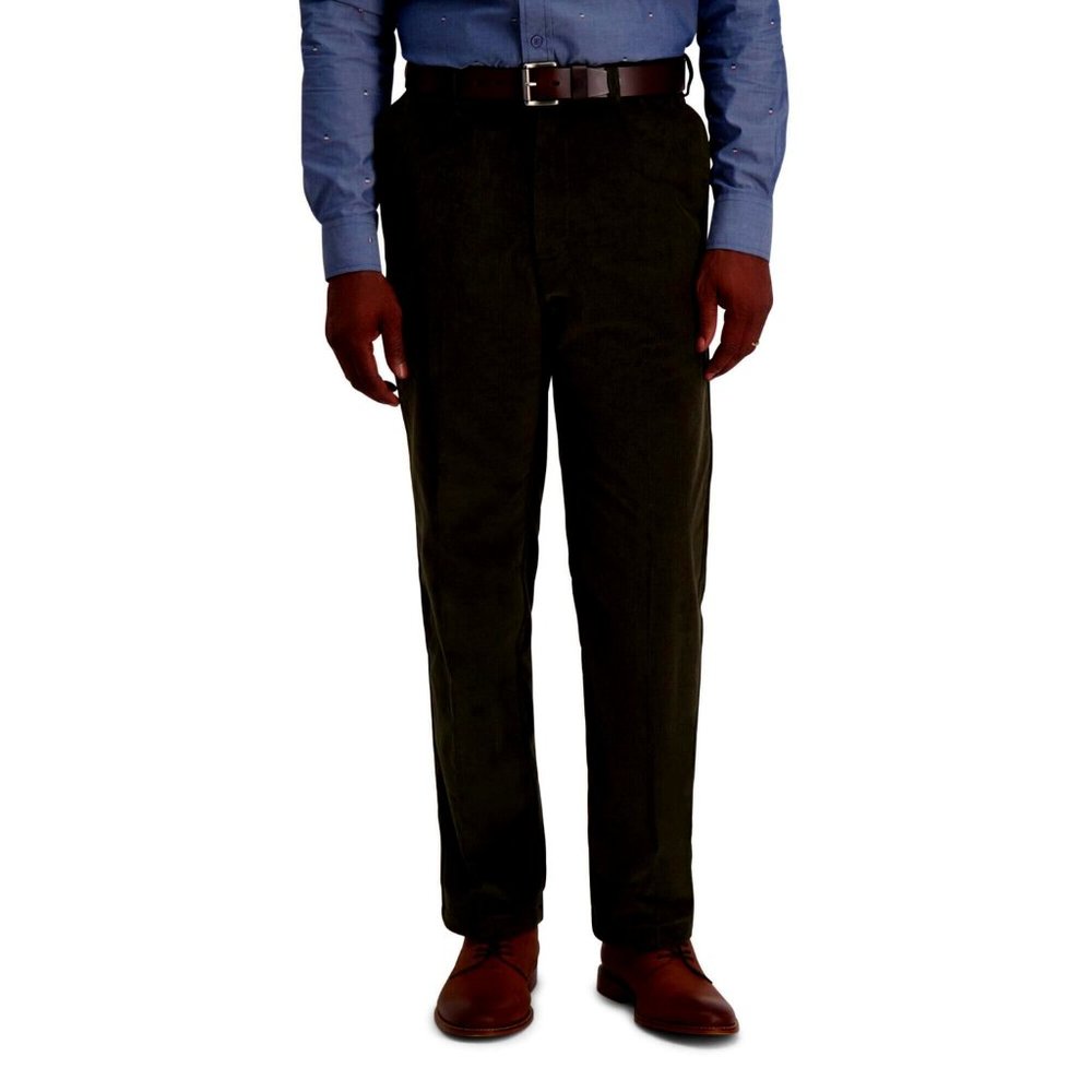 Haggar Men's Stretch Corduroy Pant Classic Fit | Military Green